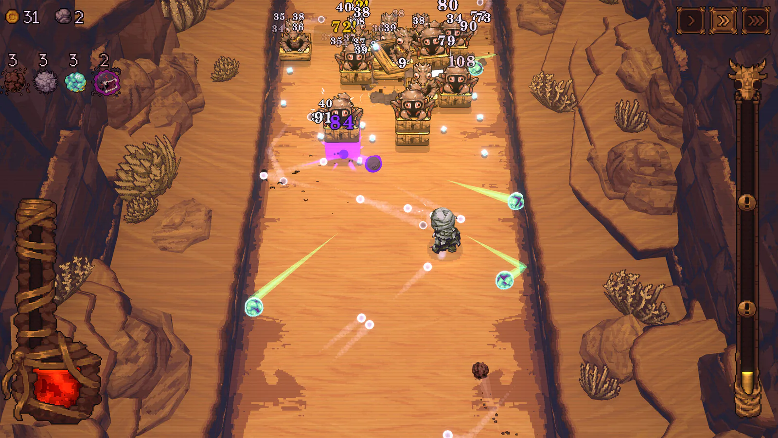 Official BALL x PIT screenshot showing ricocheting projectiles and a monster horde